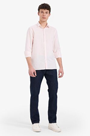 DeFacto Regular Fit Polo Yaka Keten Yazlık Uzun Kollu Gömlek E1729AX25SPPN185