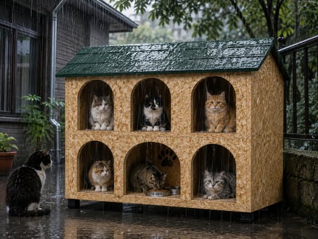 Kedi evi kedi yuvası kedi Barınağı kedimamalı su ve ısı yalıtımlı hazır kurulu gelmektedir