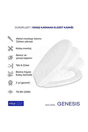 Genesis C Tip Oval Form Duroplast Yavaş Kapanan Klozet Kapağı