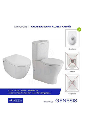 Genesis C Tip Oval Form Duroplast Yavaş Kapanan Klozet Kapağı