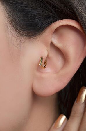 Gold Kutup Yıldızı Halka Tragus Piercing Helix Kıkırdak Küpesi