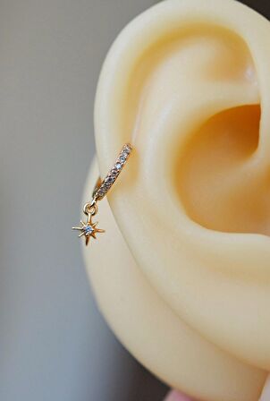 Kutup Yıldızı Halka Tragus Piercing Helix Kıkırdak Küpesi