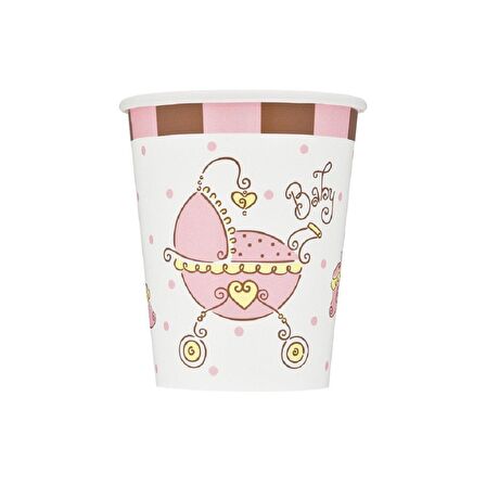 BABY JOY PEMBE KARTON BARDAK 8'Lİ