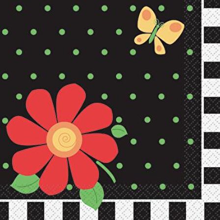 PEÇETE ÇİÇEKLİ SİYAH 16'LI