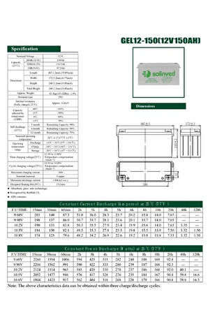 Solinved 12V 150Ah Jel Akü