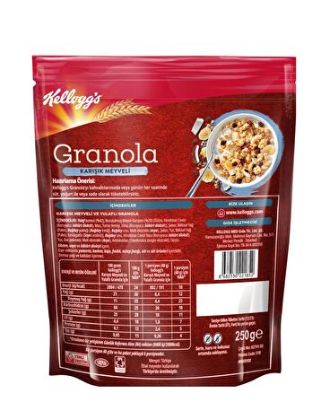 Kellogg's Karışık Meyveli Granola 250 Gr,%45 Yulaf içerir,Lif Kaynağı,%20 Kurutulmuş Meyve