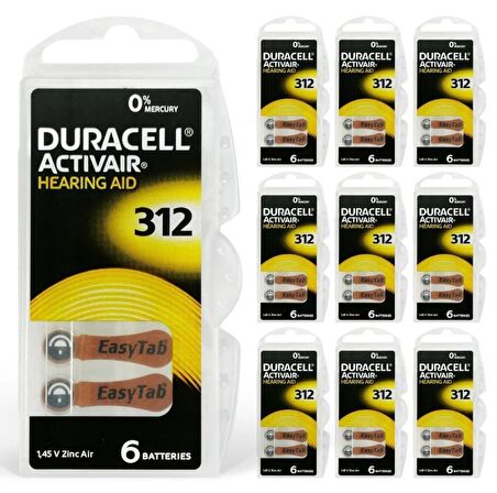 Duracell 312 İşitme Cihazı Pili 6'lı 10 Paket