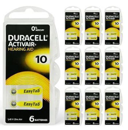 Duracell 10 İşitme Cihazı Pili 6'lı 10 Paket