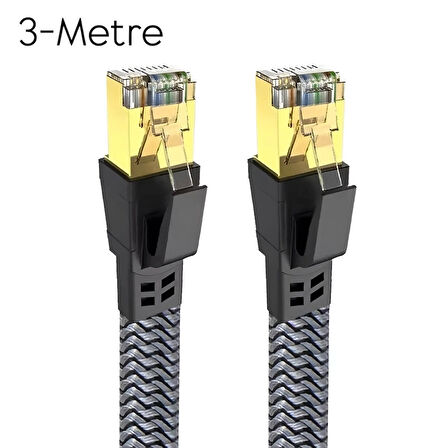 Cat8 LAN Kablosu Yüksek Hızlı  40Gbps 2000mhz Ethernet Kablosu Örgü Kaplama 1m 2m 3m 5m 10m