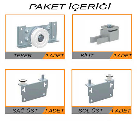 Aletçantam Sürgülü Kapak Gardrop Tekerleği Skm80 Dolap Tekeri - 1 Kapak Set