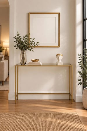 Gold Metal Şeffaf Camlı Modern Dresuar 100cm