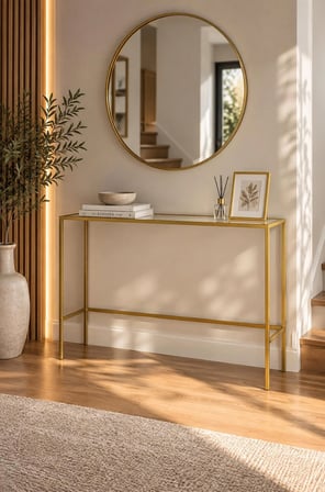 Gold Metal Şeffaf Camlı Modern Dresuar 100cm