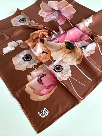 Levidor Tivil Saf İpek Eşarp 48985 Soğan Kabuğu Karışık Desen