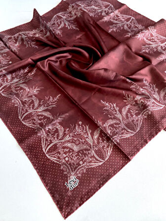 Levidor Tivil Saf İpek Eşarp 48979 Bordo Karışık Desen