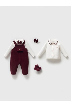 Erkek Bebek 3-6 AY KADİFE TULUM BODY 4LÜ TAKIM kutulu özel tasarım