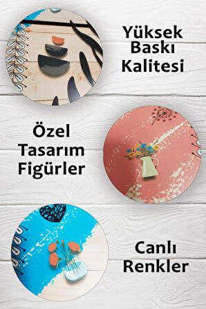 3'lü Şık Modern Boho Ahşap Tablo Modeli, Ev, Oturma Odası, Salon, Ofis Duvar Dekorasyonu