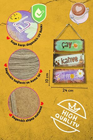 Çay Kahve Mola 3'lü Mdf Tablo Seti