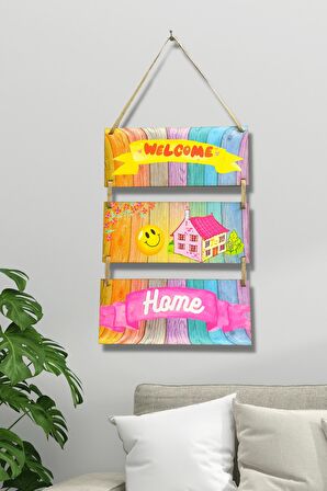 Welcome Home Kapı ve Duvar süsü 3'lü Tablo
