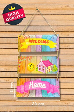 Welcome Home Kapı ve Duvar süsü 3'lü Tablo