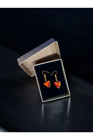 Muffyclay Özel Tasarım, El Yapımı Polimer Kil Mini Kalp Küpe