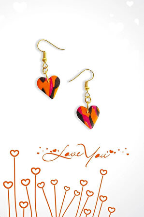 Muffyclay Özel Tasarım, El Yapımı Polimer Kil Mini Kalp Küpe