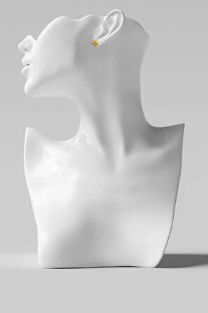 MuffyClay Özel Tasarım, El Yapımı Polimer Kil Sarı Üzeri Çiçekli Küpe