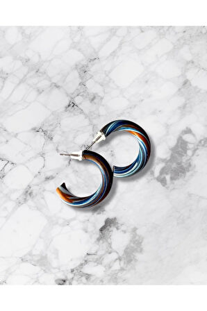 MuffyClay Özel Tasarım, Polimer Kil Desenli Halka Küpe - Party