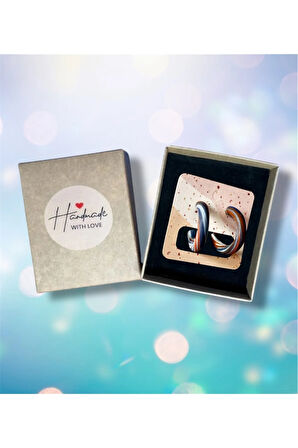 MuffyClay Özel Tasarım, Polimer Kil Desenli Halka Küpe - Party