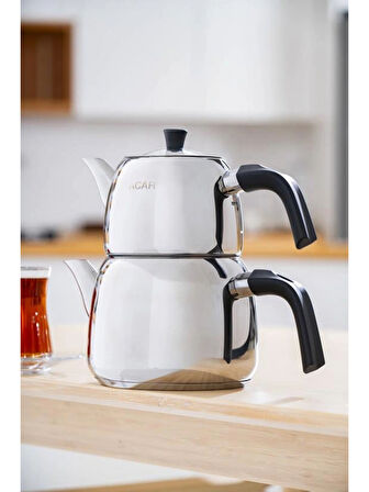 Acar AR8587 Alvez Orta Boy Çelik Çaydanlık Takımı