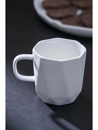 Acar PORM5343 Nero Sekizgen Beyaz Porselen Kupa