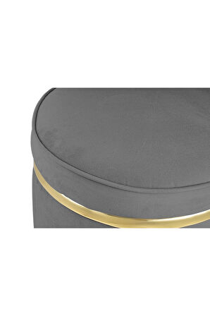 Zerafet Gold Kaplama Luxery Puf- Gri Babyface Kumaş Pofuduk Puf, Makyaj Koltuğu