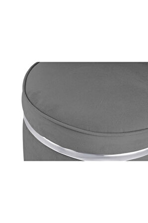 Zerafet Silver Kaplama Luxery Puf- Gri Babyface Kumaş Pofuduk Puf, Makyaj Koltuğu