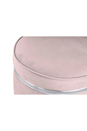 Zerafet Silver Kaplama Luxery Puf- Pembe Babyface Kumaş Pofuduk Puf, Makyaj Koltuğu