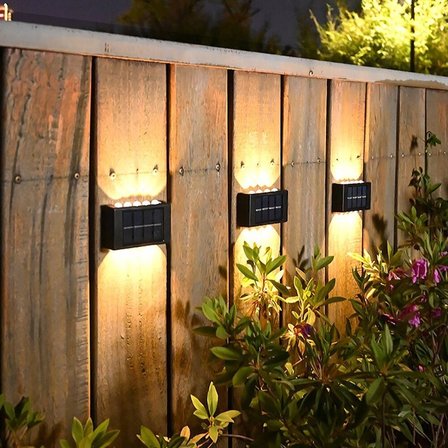 2 Adet Solar Enerjili Aplik Led 6 Ledli Dekoratif Duvar Monteli Gün Işığı