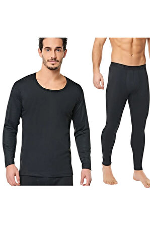 Siyah Termal Içlik Takımı Polar Bere Boyunluk Eldiven Çorap Seti