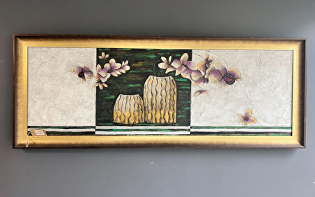 Gold Işıltılı Soyut Çiçek Tablo