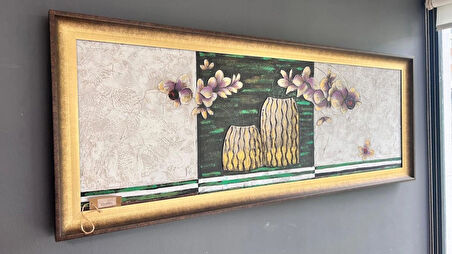 Gold Işıltılı Soyut Çiçek Tablo