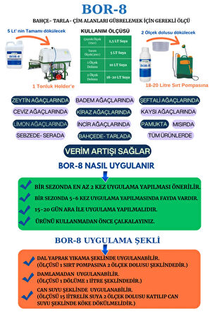 Bor-8 Sıvı Gübre 5 Lt Köklenme Ve Direnç Artışı Oluşturur. Ürün Kalitesi Ve Verimini Arttırır.