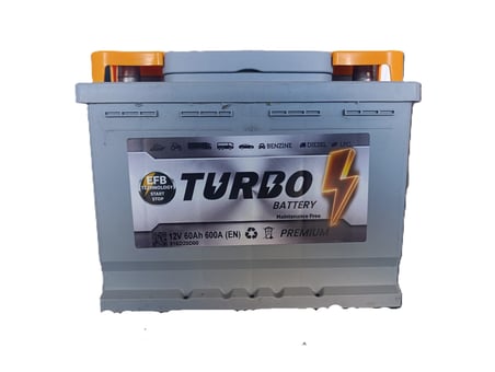 TURBO 60 AH. 600A (EN) START-STOP EFB. (PETLAS GARANTİSİ ALTINDA) (ÜRETİM TARİHİ: 2026)