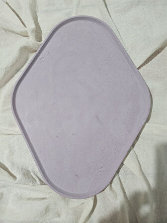 Taş Tozu El Yapımı Nişanlık Sunumluk ve Mumluk Oval Dörtgen Tepsi – Şık Dekoratif Tasarım (30x23 cm)