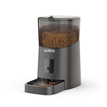 Wero 1080p Ayarlanabilir Kamera, 6 Lt, Wifi Kontrol Kedi / Köpek Besleyici, Pet Feeder, Metal Kase, Siyah