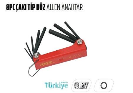 Rico 8 Parça Çakı Tip Düz Alyan Anahtar Seti