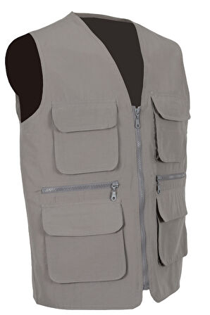 Erkek Keten Yelek Gri Renk Normal Kesim RAR01305