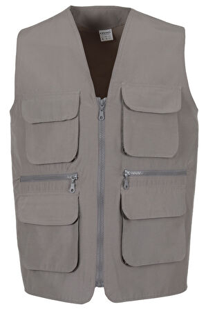 Erkek Keten Yelek Gri Renk Normal Kesim RAR01305