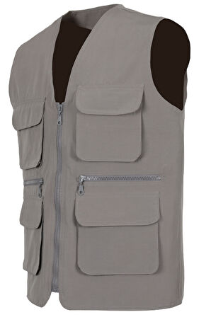 Erkek Keten Yelek Gri Renk Normal Kesim RAR01305