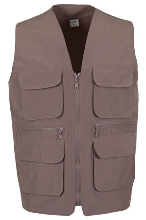 Erkek Keten Yelek kahve Renk Normal Kesim RAR01306