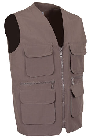 Erkek Keten Yelek kahve Renk Normal Kesim RAR01306