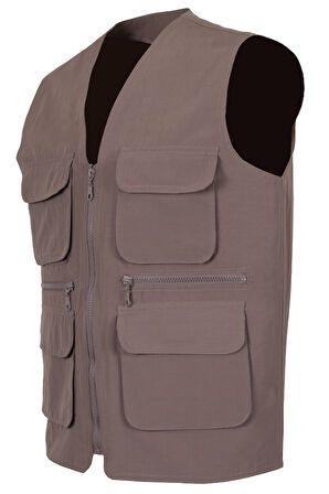 Erkek Keten Yelek kahve Renk Normal Kesim RAR01306