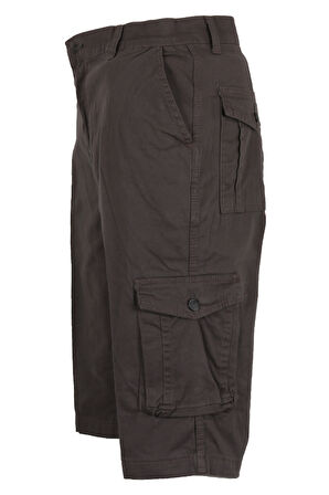 Erkek Keten Kapri Kargo Cep Bermuda Regular RAR01352