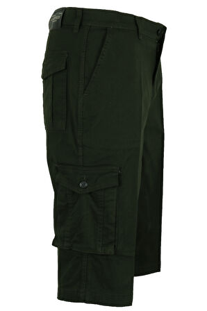 Erkek Keten Kapri Kargo Cep Bermuda Regular RAR01353